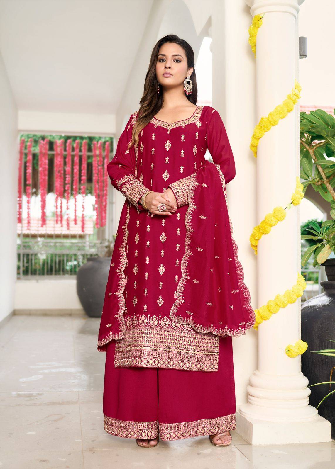 SANGEET by Sanika 10005 to 10007 series Indian Traditional Wear Collection PREMIUM VICHTRA SILK Stitched Embroidered dresses At Wholesale Price